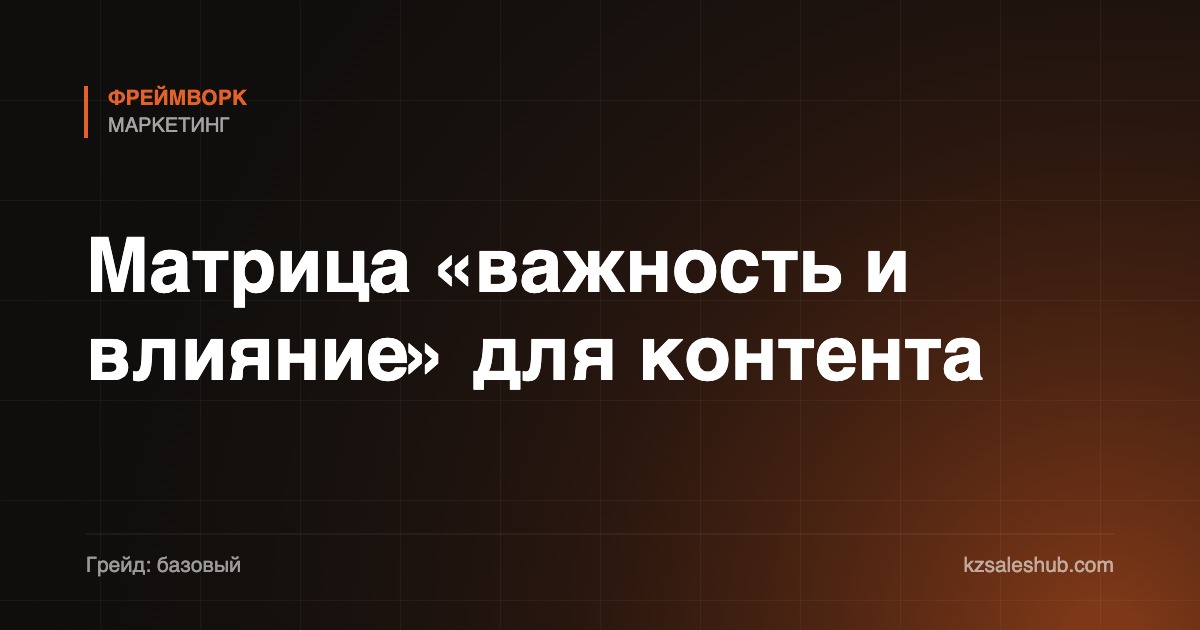 Матрица «важность и влияние» для контента