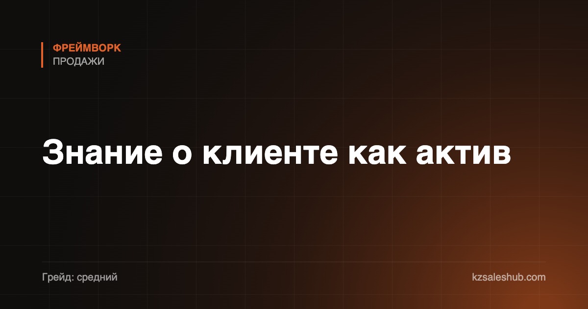 Знание о клиенте как актив